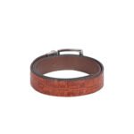 Coccodrillo — Men's Cognac Tan Genuine Embossed Crocodile Texture Leather Reversible Dress Belt with Silver-Tone Formal Buckle Classic Business Everyday Accessory - Image 2