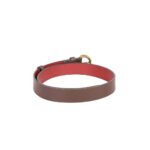 Doppio — Women's Dark Chocolate Brown Genuine Smooth Leather Reversible Two-Tone Red Lined Slim Belt with Gold-Tone Round Buckle Elegant Everyday Accessory - Image 2