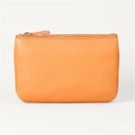 Solvetta — Women's Bright Tangerine Orange Smooth Genuine Leather Top-Zip Wide-Flat-Strap Hardware-Free Minimalist Chic Crossbody Bag - Image 2