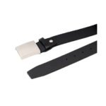 Piastra — Men's Jet Black Genuine Smooth Full-Grain Leather Formal Dress Belt with Silver-Tone Rectangular Plate Buckle Sleek Modern Business Everyday Accessory - Image 2