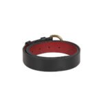 Notturno — Women's Jet Black Genuine Smooth Leather Reversible Two-Tone Red Lined Skinny Belt with Gold-Tone Classic Round Buckle Chic Elegant Everyday Accessory - Image 2
