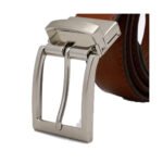 Reversibile — Men's Cognac Tan Genuine Smooth Full-Grain Leather Reversible Dress Belt with Silver-Tone Rotating Pin Buckle Classic Formal Business Everyday Accessory - Image 2