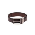 Croco Lusso — Men's Dark Espresso Brown Genuine Embossed Crocodile Texture Leather Reversible Formal Dress Belt with Gunmetal Silver-Tone Rotating Pin Buckle Classic Business Accessory