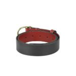 Bicolore — Women's Jet Black & Burgundy Red Genuine Smooth Leather Two-Tone Contrast Color Block Wide Belt with Gold-Tone Oval Buckle Bold Chic Everyday Accessory - Image 2