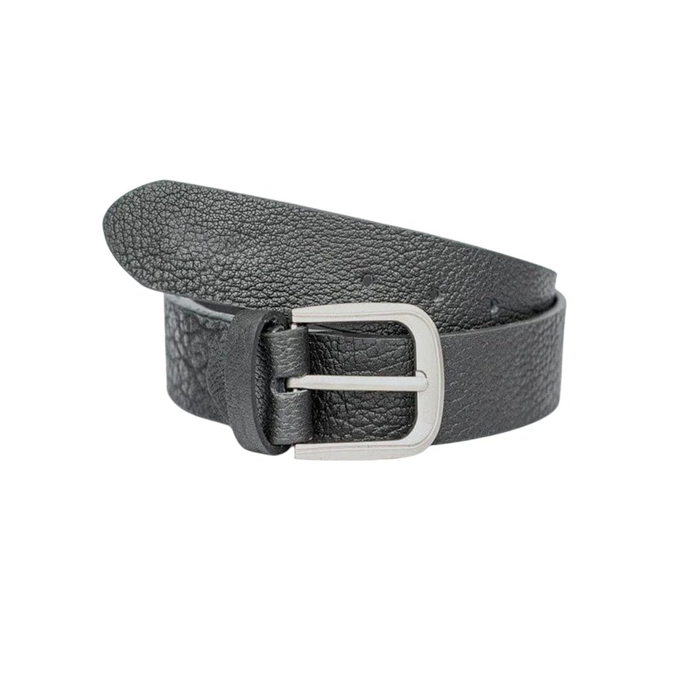 A31 Granulato — Men's Jet Black Genuine Pebbled Grain Textured Leather Casual Dress Belt with Silver-Tone Rounded Pin Buckle Rugged Classic Everyday Versatile Accessory - Image 1