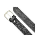 Granulato — Men's Jet Black Genuine Pebbled Grain Textured Leather Casual Dress Belt with Silver-Tone Rounded Pin Buckle Rugged Classic Everyday Versatile Accessory - Image 2