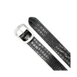 Coccodrillo Nero — Women's Jet Black Genuine Embossed Crocodile Texture Leather Wide Belt with Antique Silver-Tone Rectangular Buckle Bold Edgy Casual Everyday Chic Accessory - Image 2