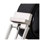 Magnifico — Men's Jet Black Genuine Smooth Full-Grain Leather Wide Formal Dress Belt with High-Polish Silver-Tone Large Square Pin Buckle Luxury Executive Business Everyday Accessory - Image 2