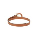 Intreccio — Women's Tan Camel Genuine Smooth Leather Skinny Dress Belt with Gold-Tone Braided Woven Detail Round Buckle Elegant Waist Accessory - Image 2