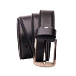 Classico Nero — Men's Jet Black Genuine Smooth Full-Grain Leather Classic Wide Dress Belt with Antique Silver-Tone Rustic Square Pin Buckle Timeless Casual Formal Everyday Accessory - Image 2