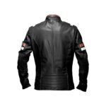 Striscia — Men's Jet Black Genuine Soft Lambskin Leather Retro Cafe Racer Biker Jacket with Contrast White & Brown Stripe Detail Silver-Tone Multi-Zip Band Collar Vintage Street Style Outerwear - Image 2