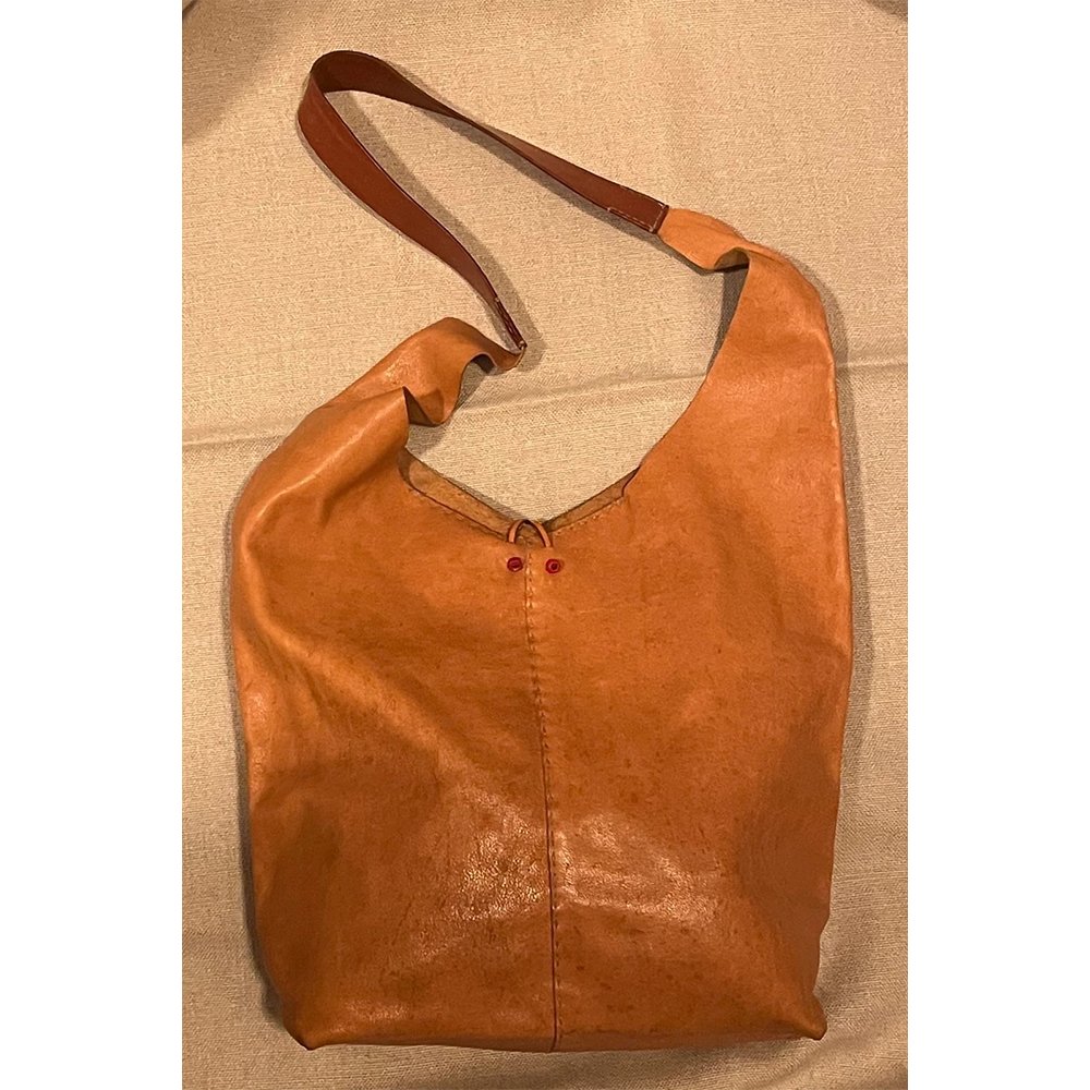 B17 Spallazzo — Women's Warm Tan Genuine Leather Slouchy Hobo Shoulder Crossbody Bag - Image 1