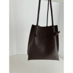 Minimazza — Women's Deep Chocolate Brown Genuine Pebbled Leather Knot Strap Minimalist Shoulder Tote Handbag - Image 2
