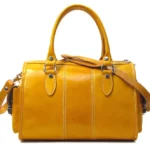 Solelazza — Women's Sunflower Yellow Genuine Polished Leather Barrel Top Handle Crossbody Shoulder Handbag