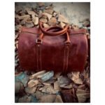 Viaggiozo — Rich Oxblood Brown Genuine Leather Round Duffle Holdall Weekend Travel Bag