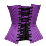 Viola Reale — Women's Royal Purple Satin Glossy Sweetheart Neckline Boned Lace-Up Back Bustier Overbust Corset Top with Front Stud Button Closure Vintage Burlesque Party Evening Shapewear - Image 2
