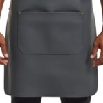 Grigio Forgiato — Men's Slate Charcoal Grey Genuine Waxed Full-Grain Cowhide Leather Heavy-Duty Adjustable Cross-Back Strap Antique Bronze-Tone Ring Buckle Chest Pen Pocket Dual Lower Multi-Pocket Chef Barber Blacksmith Craftsman Rugged Workshop Utility Apron - Image 2