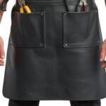 Nero Officina — Men's Jet Black Genuine Waxed Full-Grain Cowhide Leather Heavy-Duty Adjustable Cross-Back Strap Black Matte-Tone Buckle Chest Pocket Triple Tool Pocket Large Lower Dual Multi-Pocket Chef Barber Blacksmith Mechanic Carpenter Craftsman Heavy Workshop Utility Apron - Image 2