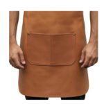 Sella Bruno — Men's Saddle Tan Hazel Brown Genuine Full-Grain Cowhide Leather Heavy-Duty Adjustable Cross-Back Strap Antique Brass Square-Ring Buckle Chest Pocket Large Single Front Pocket Chef Barber Blacksmith Craftsman Classic Professional Workshop Utility Apron - Image 2