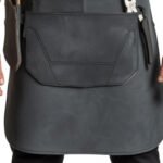 Acciaio Tattico — Men's Gunmetal Steel Grey Genuine Waxed Full-Grain Cowhide Leather Heavy-Duty Adjustable Straight Cross-Back Strap Dark Gunmetal-Tone Buckle Large Chest Flap Pocket Zipper Side Pocket Dual Lower Tool Multi-Pocket Mechanic Chef Barber Blacksmith Carpenter Craftsman Tactical Heavy-Duty Workshop Utility Apron - Image 2