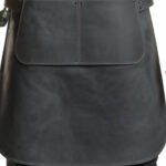 Grafite Guardiano — Men's Dark Charcoal Graphite Grey Genuine Waxed Thick Full-Grain Cowhide Leather Heavy-Duty Adjustable Cross-Back Grey Leather Strap Dark-Tone Buckle Chest Tool Pocket Plier Holder Side Hammer Loop Large Lower Front Pocket Mechanic Chef Barber Blacksmith Carpenter Craftsman Rugged Heavy-Duty Workshop Utility Apron - Image 2