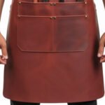 Mastro Bottega — Men's Rich Burgundy Mahogany Genuine Full-Grain Cowhide Leather Heavy-Duty Adjustable Cross-Back Strap Zip Chest Pocket Multi-Tool Pocket Chef Barber Woodworker Craftsman Professional Workshop Utility Apron - Image 2