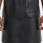 Nero Diagonale — Men's Jet Black Genuine Smooth Premium Full-Grain Cowhide Leather Heavy-Duty Adjustable Cross-Back Strap Silver Gunmetal D-Ring Clip Hardware Distinctive Diagonal Asymmetric Front Zipper Pocket Dual Lower Side Pocket Scissor Holder Comb Slot Moto-Inspired Sleek Barber Hairdresser Stylist Tattoo Artist Craftsman Bold Fashion-Forward Professional Salon Utility Apron - Image 2