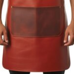 Fuoco Bottega — Men's Burnt Sienna Red Tan Genuine Full-Grain Cowhide Leather Heavy-Duty Adjustable Cross-Back Strap Brass-Tone Buckle Clip Chest Pocket Multi-Pocket Chef Barber Blacksmith Craftsman Professional Workshop Utility Apron - Image 2