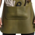 Oliva Militare — Men's Army Olive Military Khaki Green Genuine Smooth Full-Grain Cowhide Leather Heavy-Duty Adjustable Straight Cross-Back Strap Clean Bib Front Large Lower Front Pocket Garden Glove Holder Scissor Slot Brush Loop Hand Tool Pocket Gardener Florist Horticulturist Craftsman Chef Barber Military-Inspired Structured Professional Outdoor Workshop Utility Apron - Image 2