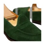 Smeraldo — Men's Forest Emerald Green Suede Plain Penny Slip-On Loafer Dress Shoes with Leather Sole - Image 2