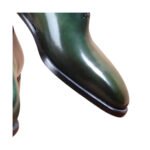 Foresta — Men's Forest Olive Green Hand-Patina High-Shine Leather Wholecut Plain-Toe Lace-Up Oxford Luxury Dress Shoes with Leather Sole - Image 2