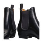 Notturno — Men's Black High-Shine Leather Chelsea Ankle Boots with Grey Elastic Side Panels & Leather Sole - Image 2