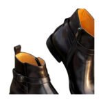 Cavaliere — Men's Navy Dark Grey Hand-Patina Leather Jodhpur Strap Square-Toe Ankle Dress Boots with Leather Sole - Image 2