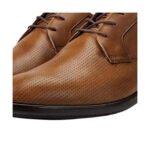 Traforato — Men's Tan Cognac Perforated Leather Plain-Toe Lace-Up Derby Smart Casual Dress Shoes with Rubber Sole - Image 2