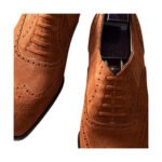 Chester — Men's Cognac Suede Wingtip Brogue Oxford Dress Shoes - Image 2