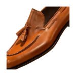 Fiocco — Men's Tan Cognac Hand-Burnished Leather Pointed-Toe Tassel Slip-On Loafer Luxury Dress Shoes with Leather Sole - Image 2