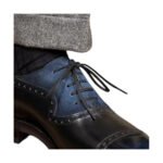 Remington — Men's Two-Tone Navy Blue & Black Leather Cap-Toe Oxford Brogue Lace-Up Formal Dress Shoes with Leather Sole - Image 2