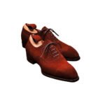 Redmond — Men's Brick Red Suede Cap-Toe Oxford Brogue Lace-Up Formal Dress Shoes with Leather Sole