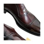 Dalton — Men's Dark Burgundy Oxblood Genuine Leather Cap-Toe Oxford Brogue Lace-Up Formal Dress Shoes with Leather Sole - Image 2