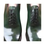 Forrest — Men's Deep Olive Green Patina Genuine Leather Wholecut Oxford Lace-Up Formal Dress Shoes with Leather Sole - Image 2