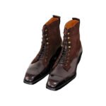 Greyson — Men's Dark Chocolate Brown Suede & Leather Cap-Toe Lace-Up Ankle Boots with Leather Sole