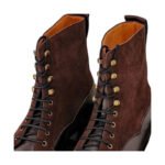 Greyson — Men's Dark Chocolate Brown Suede & Leather Cap-Toe Lace-Up Ankle Boots with Leather Sole - Image 2
