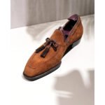 Nappino — Men's Cognac Tan Genuine Suede Tassel Loafer Slip-On Smart Casual Dress Shoes with Leather Sole - Image 2