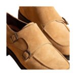 Monty — Men's Camel Beige Genuine Suede Double Monk Strap Loafer Smart Casual Dress Shoes with Leather Sole - Image 2