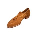 Tasselo — Men's Camel Tan Genuine Suede Tassel Loafer Slip-On Smart Casual Dress Shoes with Leather Sole