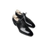 Nero — Men's Jet Black Genuine Leather Wholecut Oxford Lace-Up Formal Dress Shoes with Leather Sole