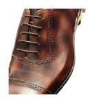Brixton — Men's Dark Cognac Brown Burnished Genuine Leather Cap-Toe Oxford Brogue Lace-Up Formal Dress Shoes with Leather Sole - Image 2