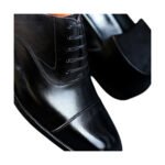 Obsidian — Men's Jet Black Genuine Leather Cap-Toe Oxford Lace-Up Formal Dress Shoes with Orange Leather Lining and Leather Sole - Image 2