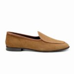 Lugano — Men's Camel Tan Genuine Suede Plain Toe Slip-On Loafer Smart Casual Dress Shoes with Leather Sole - Image 2