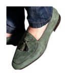 Rafael — Men's Olive Green Suede Tassel Slip-On Loafer Shoes - Image 2